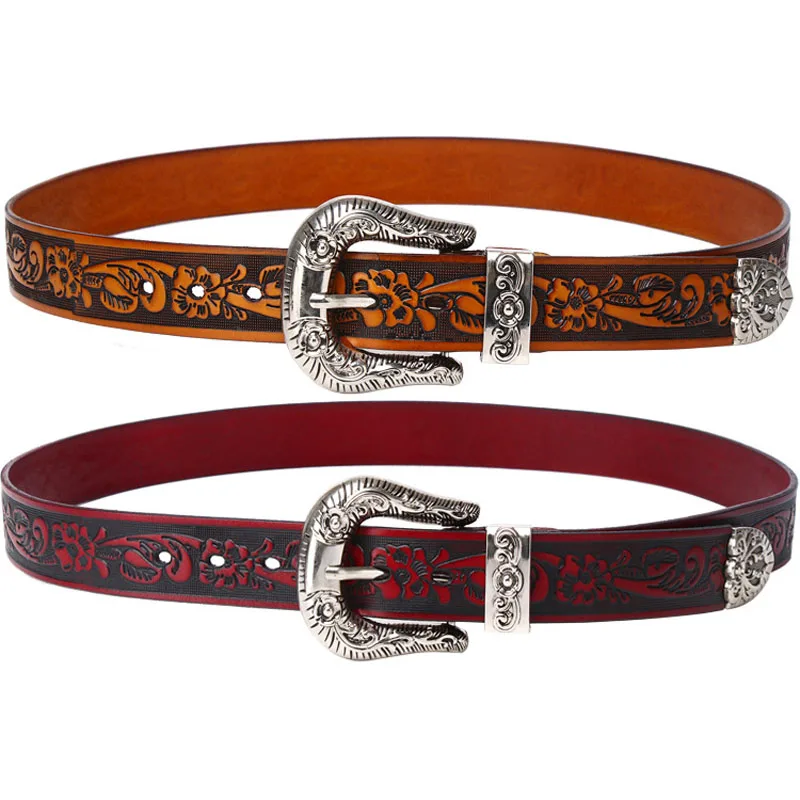 Embossing Stamp Male Genuine Cowhide Punk Metal Pin Buckle Belt Men Waistband Real Cow Leather Punk Jeans Cowskin Belts News
