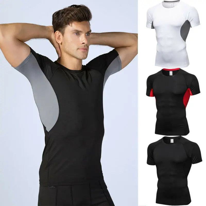 Hot sale Summer Men T-shirts Short Sleeve Quickly Dry Gym Clothing Tight Workout Running Soccer Basketball Sportswear Tee Shirt