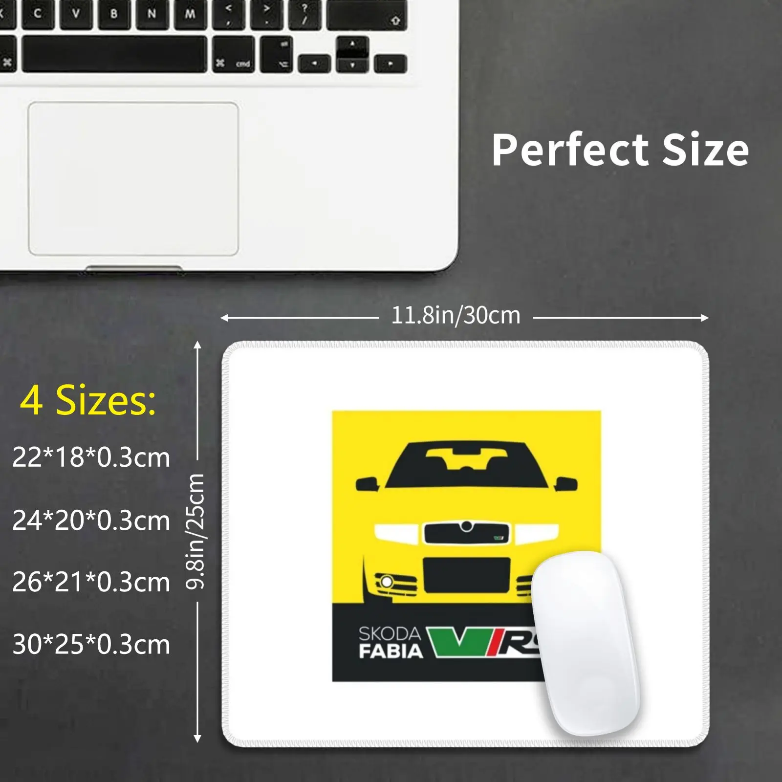 Skoda Fabia Vrs-Yellow-No Number Plate Mouse Pad DIY Print Skoda Fabia Vrs Octavia Turbo Vim Mark1