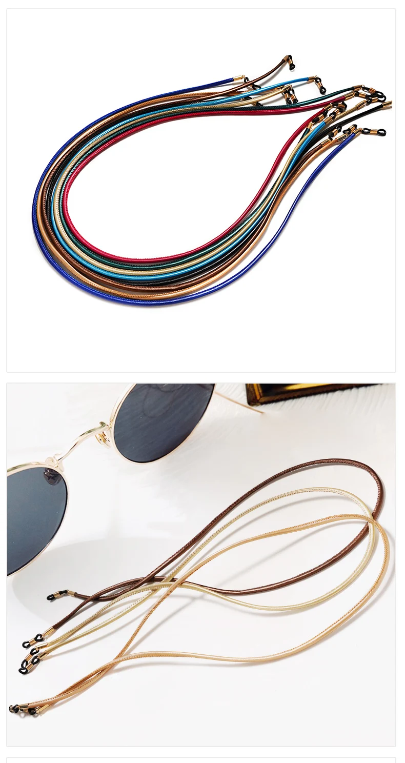 Anti-Rutsch-Premium-PU-Leder String Brille Seil Brille Lanyard dicke Band Kordel halter neue Brillen Kette für Männer Frau – Detail 3