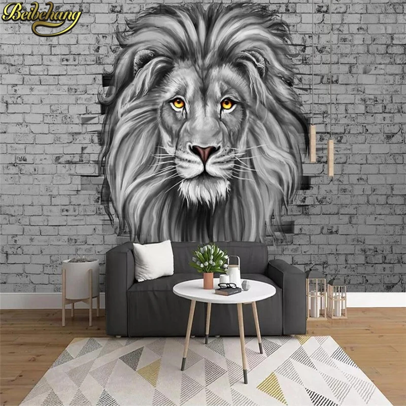 Custom photo 3d wallpaper murals stickers Art background lion TV wall decoration wall painting papel de parede