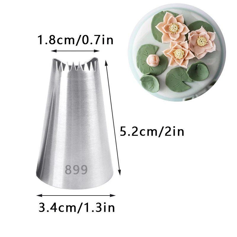 1Pcs #899 Large Size Lotus Flower Petals Piping Nozzle Cake Cream Decoration Tip Staniless Steel Icing Tips