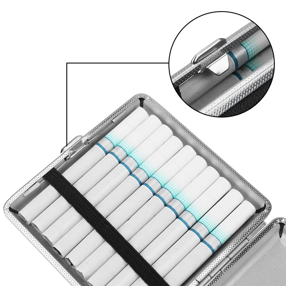 Stainless Steel Tobacco Cigarette Box For 20pcs Cigarettes Leather Cigars Cigarette Cases 1PCS Cigarette Tools Double-open