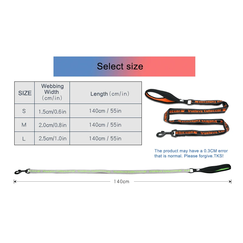 Truelove Pet Leash Nylon Explosion-proof Reflective for Cat and Dog Small Medium Large Travel Cross Walking Training TLL3071