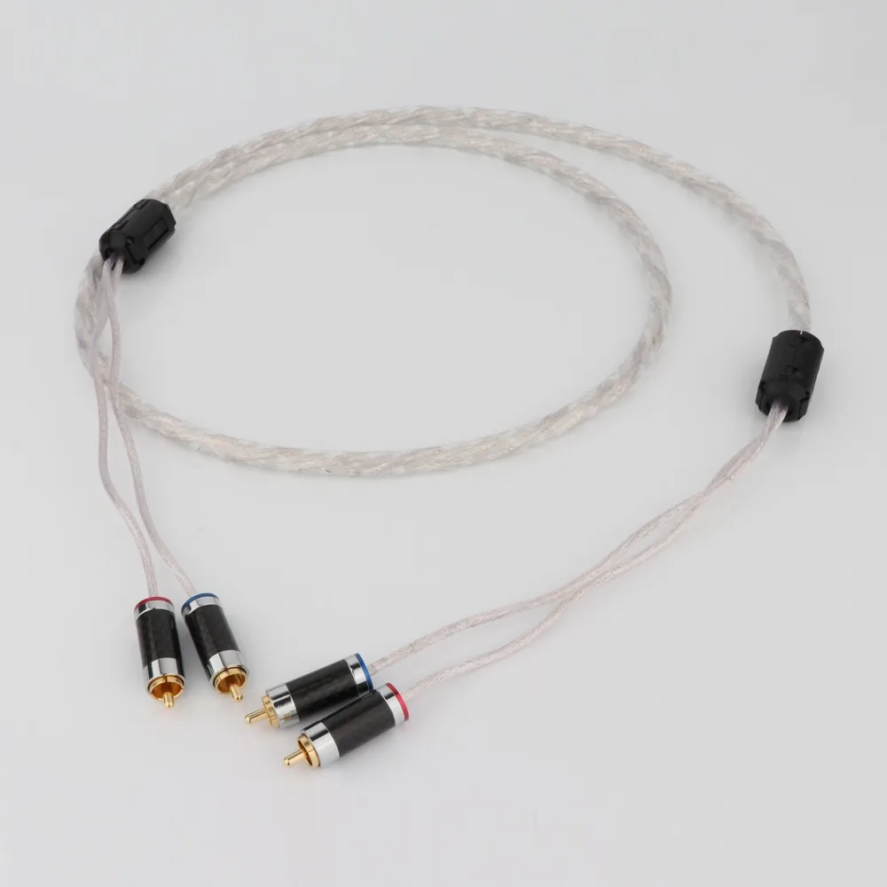 Preffair OCC plateado 2 RCA Cable RCA macho a macho 2 RCA Cable interconexión Cable de Audio HiFi