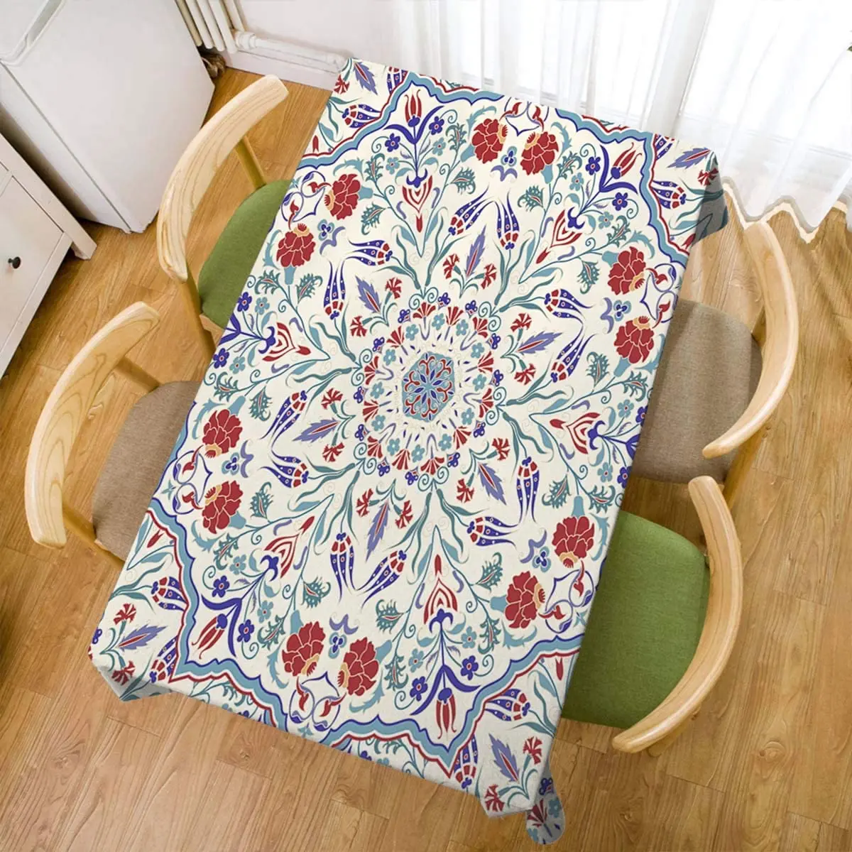 Seamless Colorful Pattern with Mandala in Turkish Style Decorative Dining Room Kitchen Rectangular Table Cover