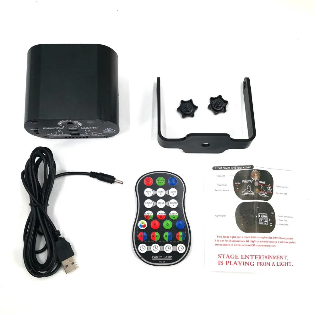 Mini USB Charge DJ Disco Party Light With 60 Patterns Voice Control Laser Projector Light Christmas Party Strobe Stage Lights