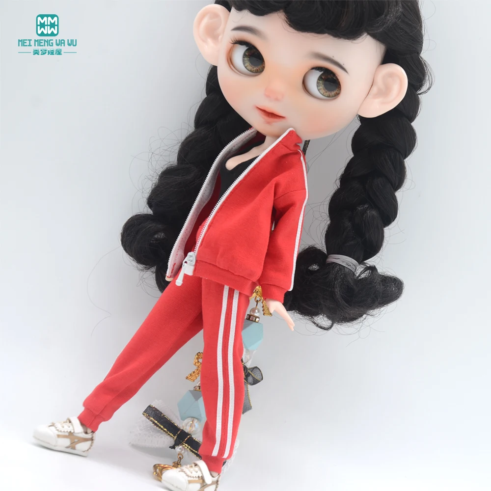 Clothes for doll Fashion sports suit red blue white black fits Blyth Azone OB22 OB24 doll accessories