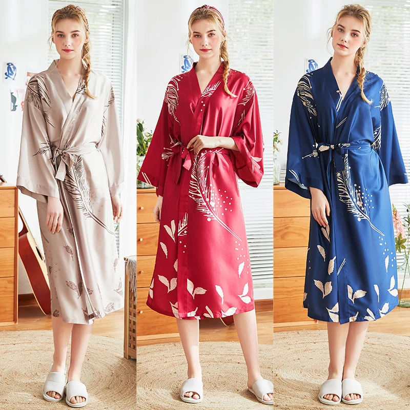 

The Latest Fashion Style Of 2021 Silk Pajamas Women's Spring And Summer Long Bridesmaid Red Bridal Morning Gown Home Nightgown