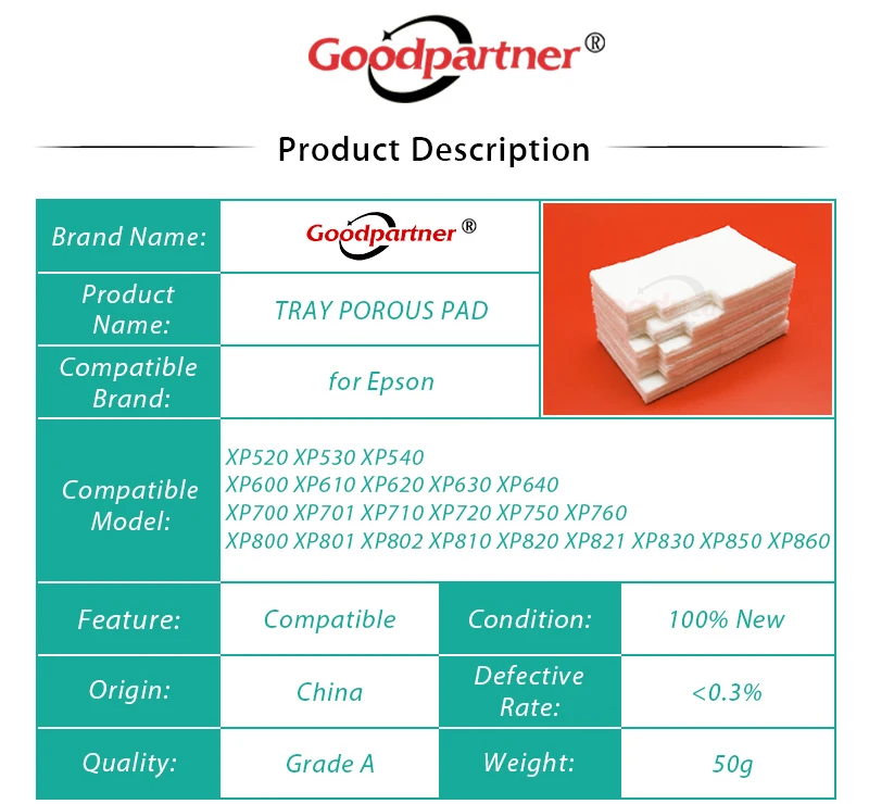 1X 1611102 TRAY POROUS PAD INK EJECT for EPSON XP610 XP600 XP700 XP630 XP710 XP800 XP830 XP760 XP750 XP860 XP720 XP820 XP620