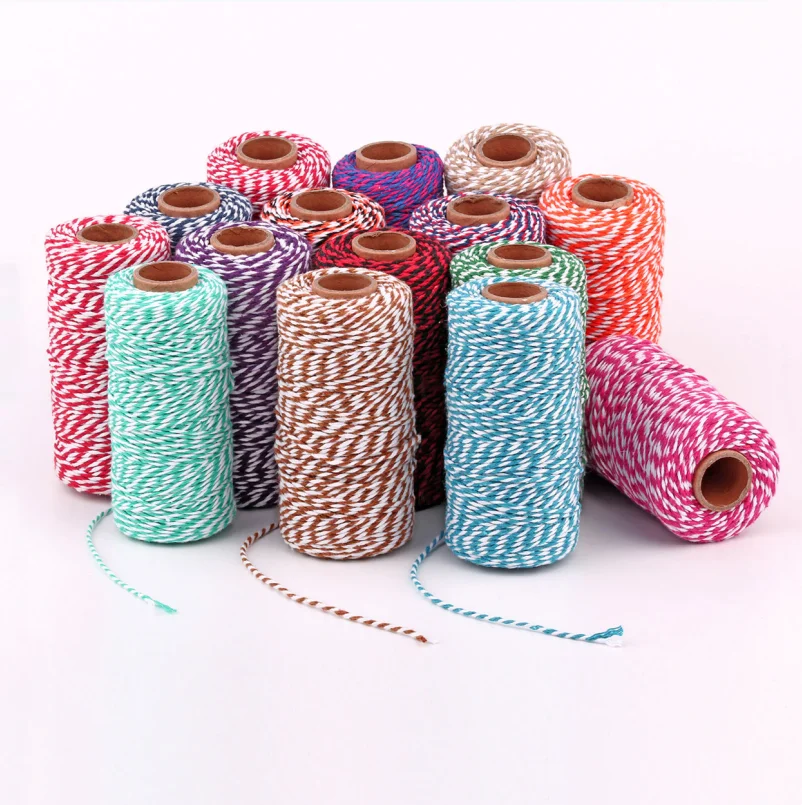 100M/Roll Cotton Cord Baker Twine Colorful Cotton Crafts Twine Macrame Cord String DIY Home Textile Gift Wrapping Wedding Decor