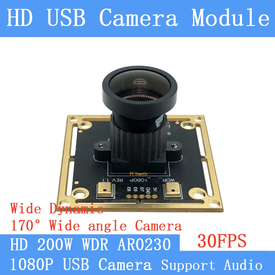 CCTV 2MP Wide-Angle Backlight Shooting Wide Dynamic OTG UVC Webcam 30FPS 1080P USB Camera Module Linux Windows Support Audio