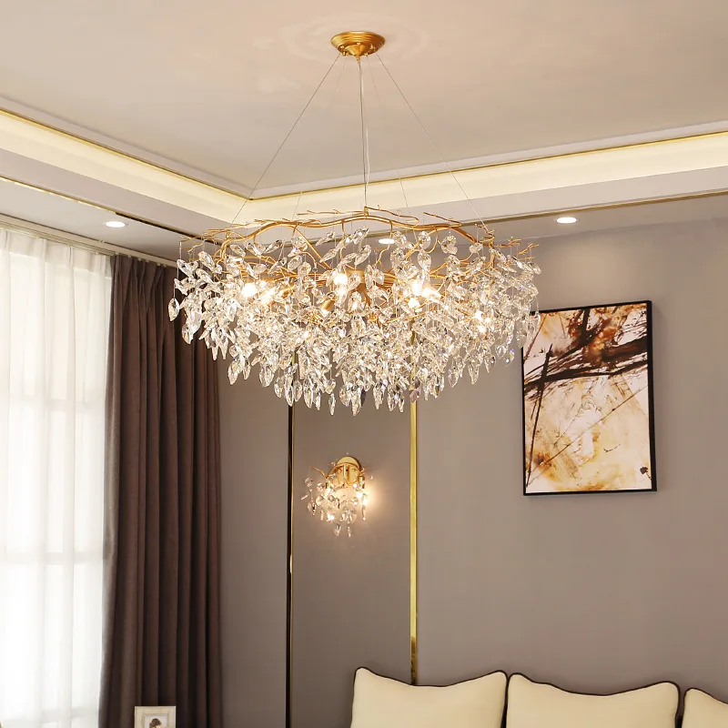 Nordic Gold Crystal Chandelier Lighting Modern Large Lustre LED Ceiling Chandelier Loft Art Hanging Lamp for Living Room Lustres