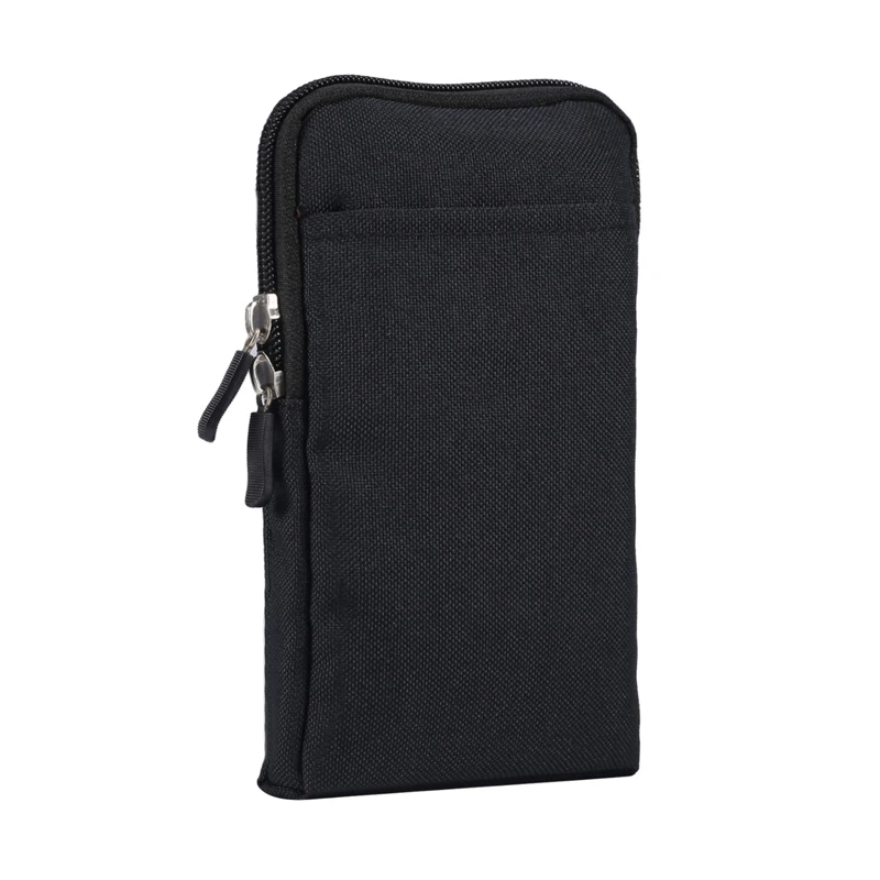 Fashion bags For All Below 6.3-7.2 inch Mobile Phones Pouch Outdoor 2 Pockets 1 Zippers Wallet Case Belt Clip Bag For Smartphone