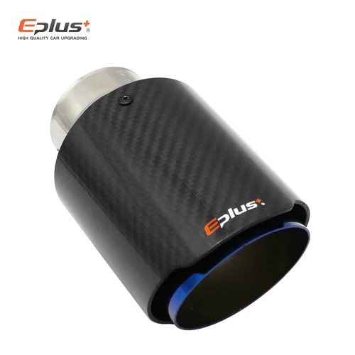 Imagen 2 del producto EPLUS-silenciador de fibra de carbono brillante para coche, sistema de escape con punta, boquilla Universal recta de acero inoxidable, color azul