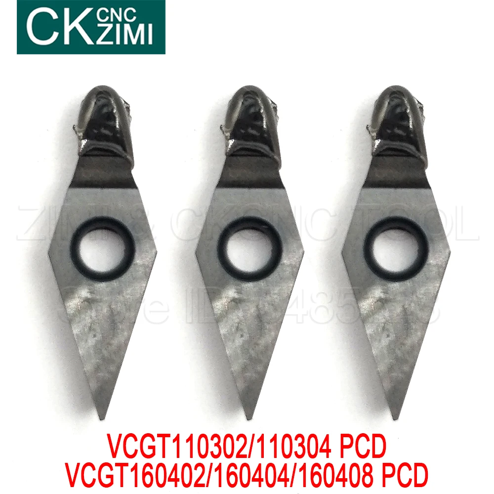 Pcd Diamond Insert Turning Ferramentas Cnc Vcgt para Alumínio Cobre Pedra Madeira Vcgt110302 Vcgt110304 Vcgt160402 Vcgt160404 Vcgt160408