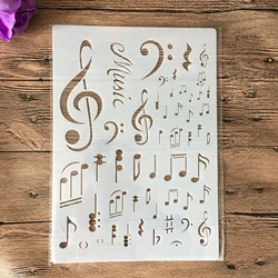 Plantillas A4 de notas musicales para manualidades, pintura de pared, álbum de recortes para colorear, álbum en relieve, plantilla de tarjeta de papel decorativa, letras de pared, pastel