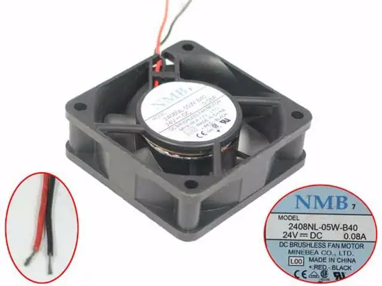 NMB-MAT 2408NL-05W-B40 L00 DC 24V 0.08A 60x60x20mm 2-wire Server Cooling Fan