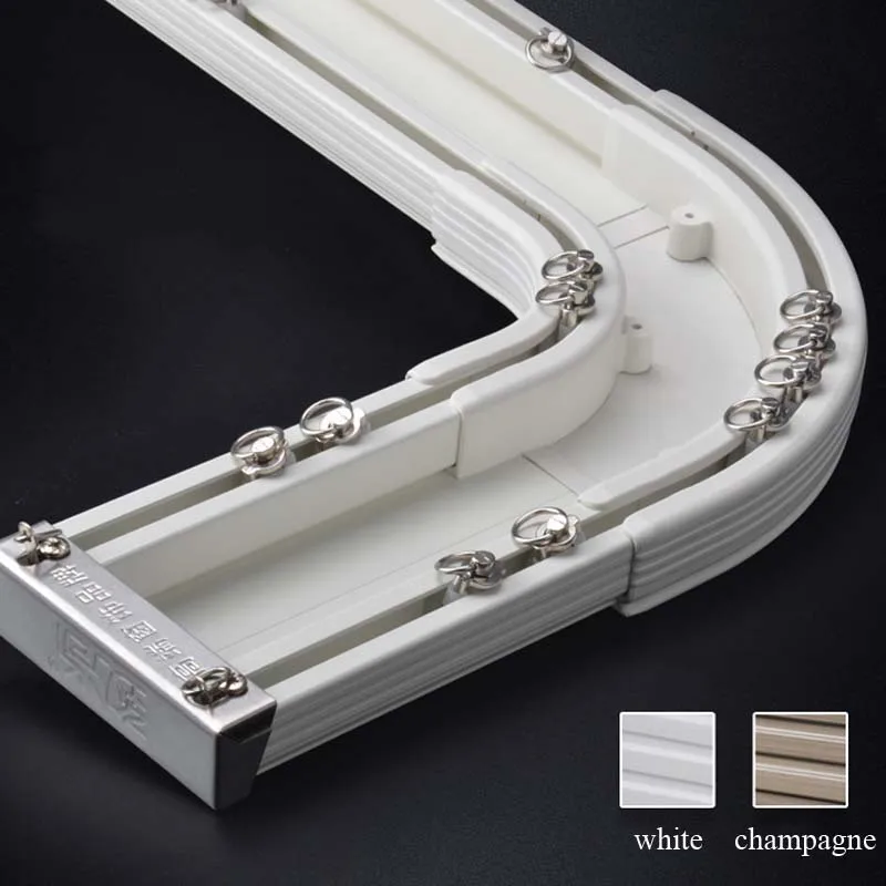 ZSHINE-Customized Luxury Heavy-Duty Compact Double Curtain Tracks Premium Aluminum Rails for Normal and Bay Windows