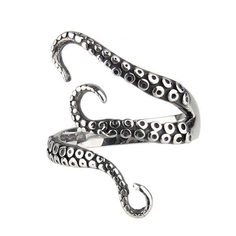 QEENKISS RG6683 Jewelry Wholesale Fashion Woman Man Birthday Wedding Gift Retro Octopus Tentacles 925 Sterling Silver Open Ring