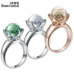 DreamCarnival 1989 New Special Cut Solitaire Women Love Wedding Ring Green White Champagne Zircon 6 Prawn Crown Jewelry WA11498W