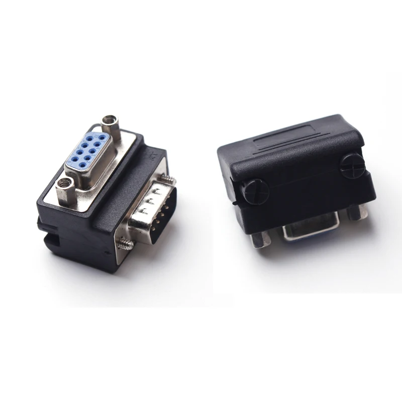 Lingable Adapter Right Angle D-Sub 9pin DB9 Male to Female Converter Monitor DB 9  Extender 90 degree Connector