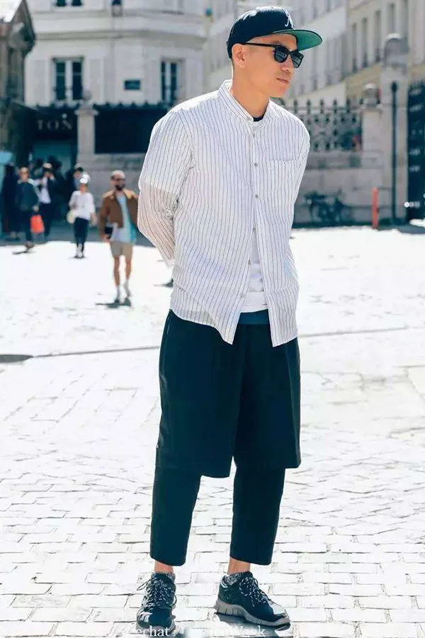 Men's casual pants 2020 spring and autumn European and American big-name double-layer slim nine-point skirt pants