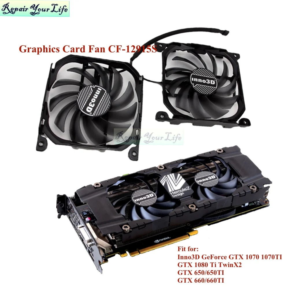 2Pcs/set Computer PC Graphics Card Fan Cooler For INNO3D GTX 650 GTX650ti 660 660ti 85mm 95mm GPU VGA Cooling Fans CF-12915S New