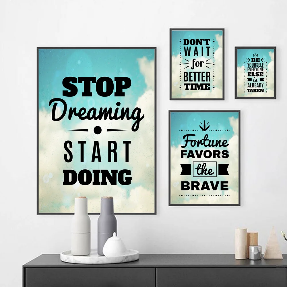 Timeless Motivation Quotes Wall Art Canvas Painting Nordic Posters and Prints Office Wall Pictures for Living Room Salon Decor
