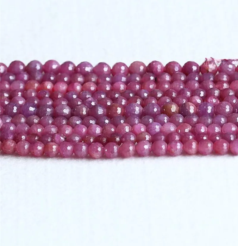 AAA  loose beads red Ruby round faceted  5/6/7mm  for DIY jewelry making 39cm FPPJ wholesale beads nature gem stone