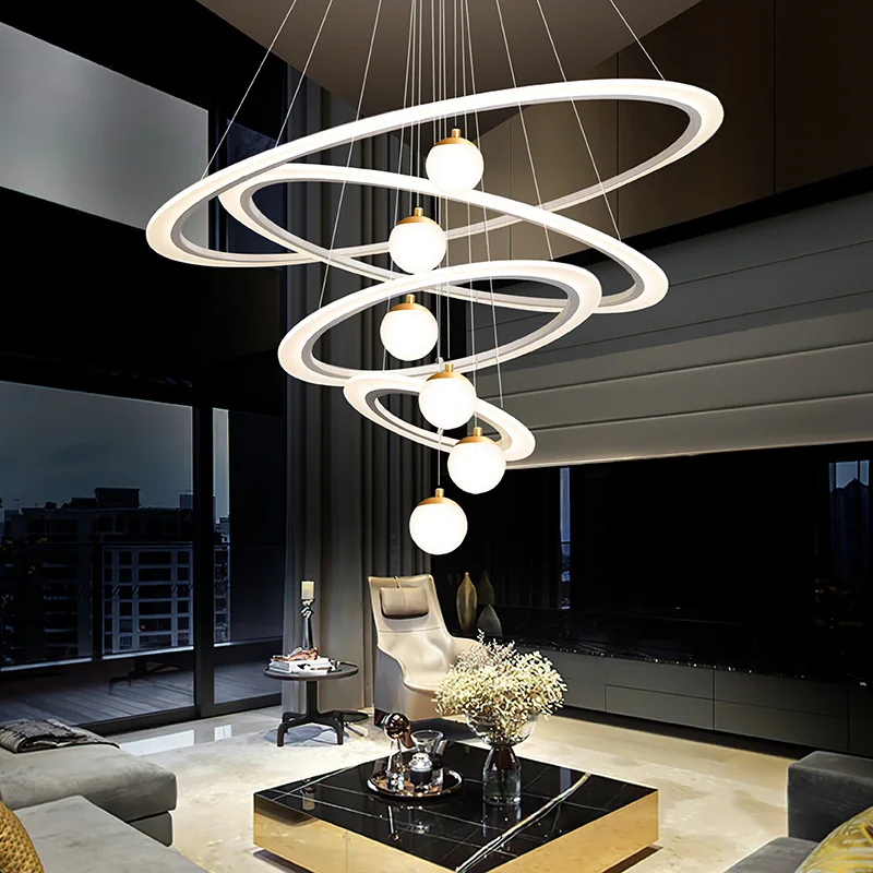 

Modern Led Chandelier White Circles Ceiling Chandelier Lighting Fixtures for Living room Dining room Kitchen Bedroom Lustres Led