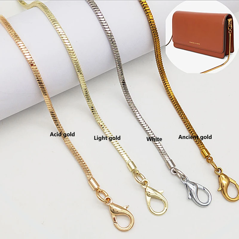 Small ck thin chain full copper bag chain accessories high-grade non-fading pure copper square snake chain small bag chain