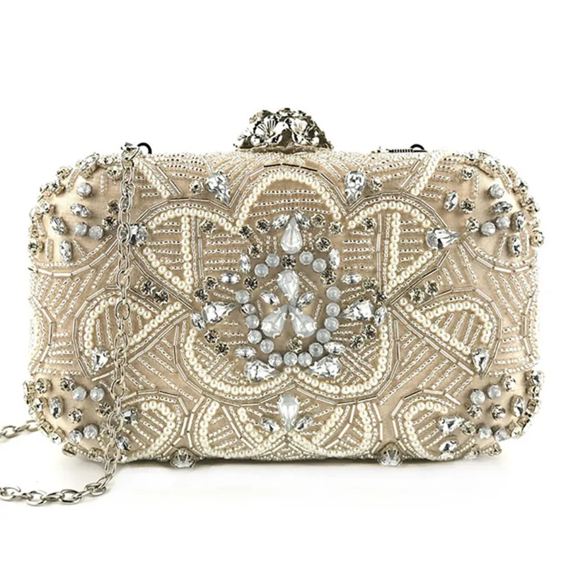 

Just Tao! Banquet bag bride carries Girls party Clutch bags Woman's Handmade beaded shoulder Bags Lady's grace Style Bag JTC004