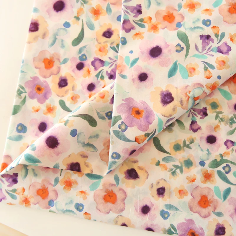 145x50cm Spring and Summer Thin Cotton Blooming Floral Patterned Fabric, Making Clothing Handmade Accessories Cloth