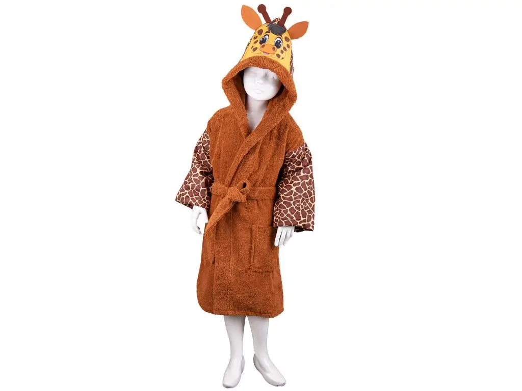 Giraffe 100 Cotton Child Robe 5-6 Age