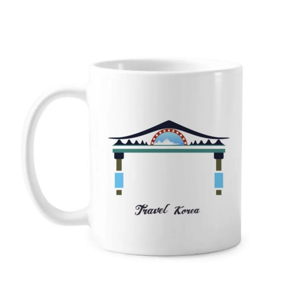 

Traditional Memorial Arch In Korea Classic Mug White Pottery Ceramic Cup Gift With Handles 350 ml