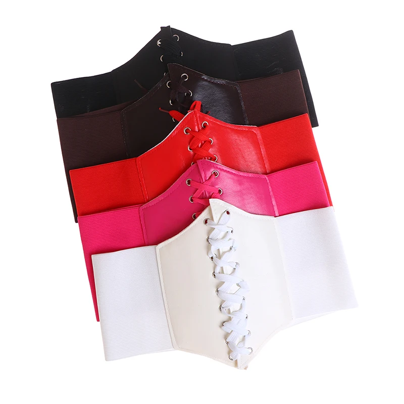 Fashion Corset Wide Belt Pu Leather Slimming Body Belts For Women Elastic Waist Belt Adjustable Dress Waistband