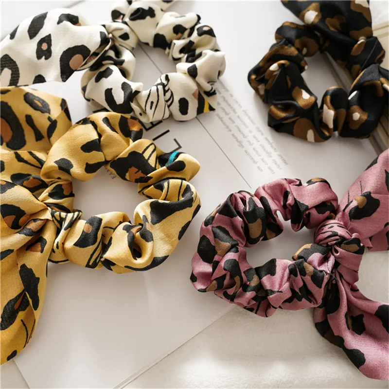 Ruoshui Boho Scrunchies Hair Ring Woman Hair Band Girls Leopard Hair Ties Women Hair Accessories Headwear Hair Rope Gum Tiara