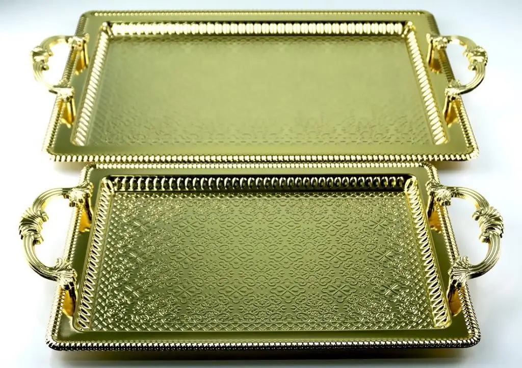 

DOLBOVI Submersible 2018A Dual Rectangular Tea & Coffee tray Set Gold tray поднос plateau de service