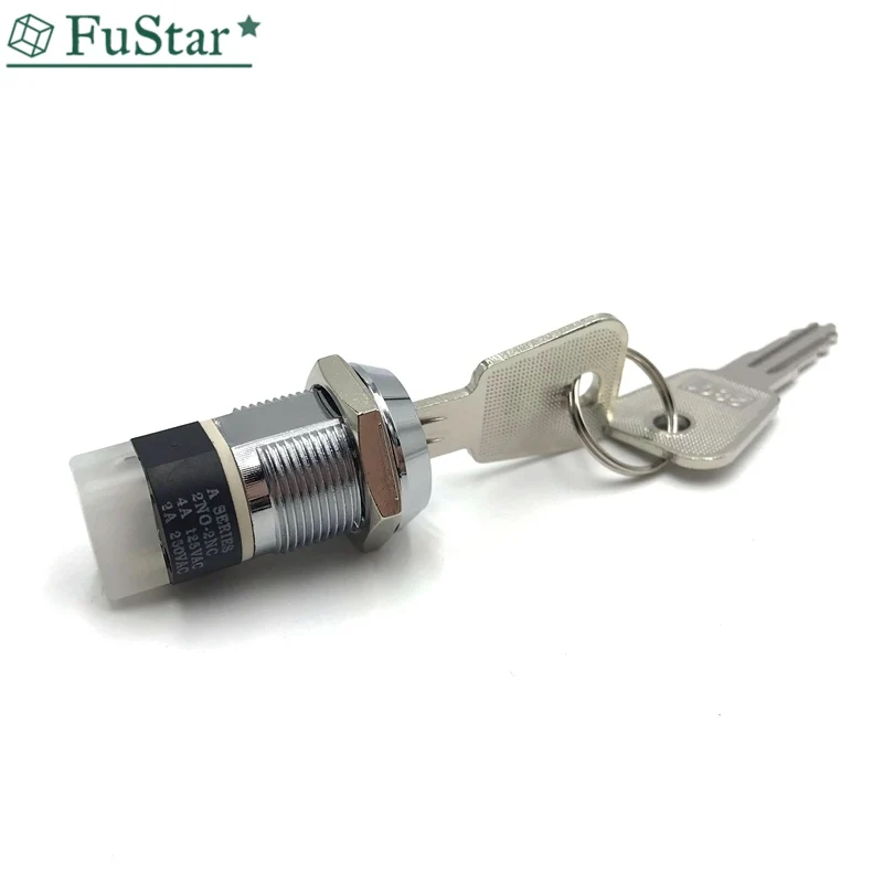 1pcs 19mm Metal 4Pin ON-OFF 2Position DPST A Series Electronic Lock Key Switch 1801 2ON 2OFF Power switch 4A125VAC 2A250VAC HOT