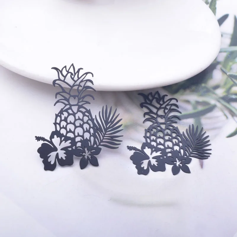 30 Stück AB6742 41*35mm Messing-Laserschnitt Hibiskus-Anhänger Ananas-Anhänger DIY Schmuck Ohrring-Herstellung – Detail 3