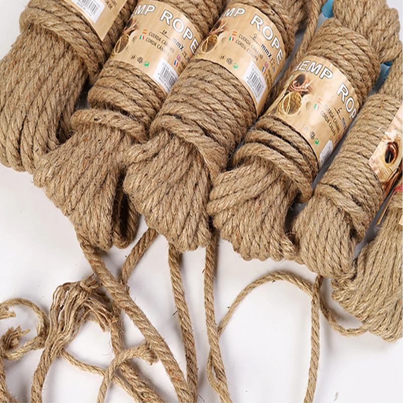 10M 1mm-12mm Natural Jute Rope Twine Rope Hemp Twisted Cord Macrame String DIY Craft Handmade Decoration Pet Scratching