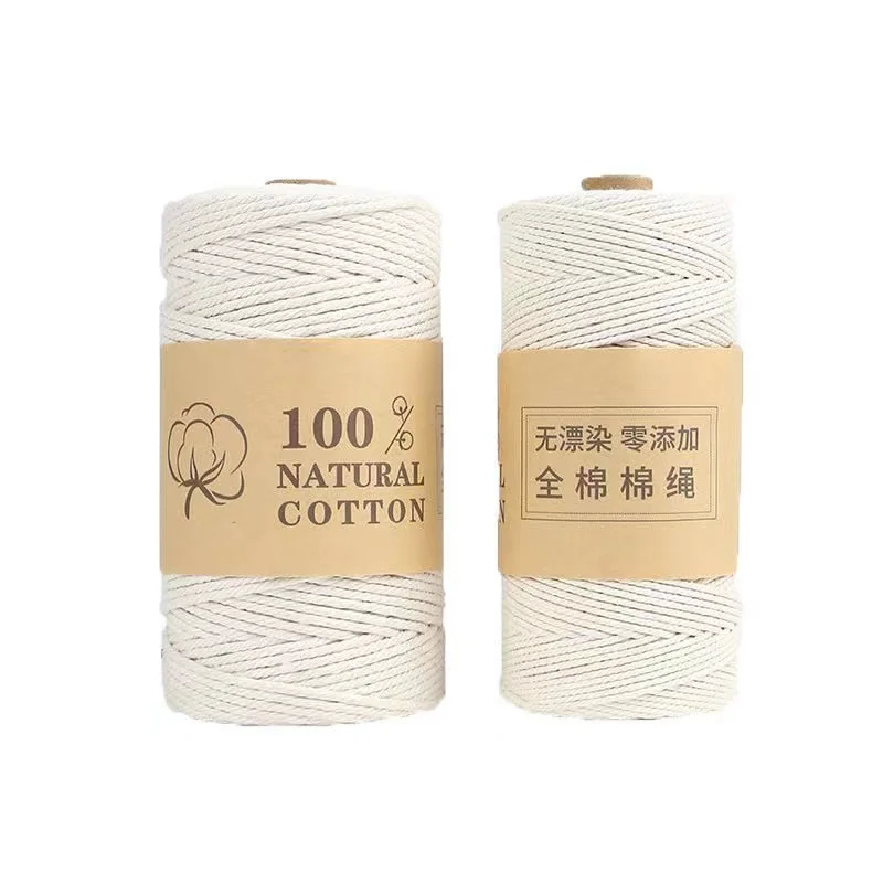 1mm-10mm Cotton Rice White Cord Rope Braided Twisted Rope High Tenacity Thread DIY Textile Craft Woven String Home Decoration