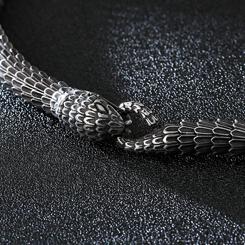 KALEN Punk Oxidation Black Stainless Steel Necklaces For Men Animal Snake Choker Men 60cm Long Männer Halskette Jewelry