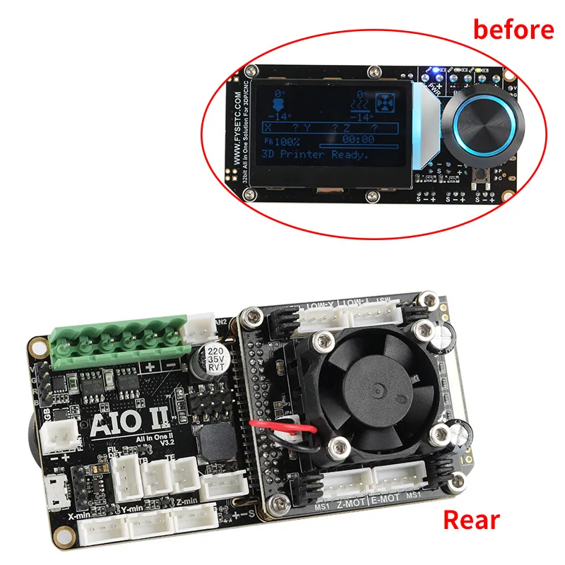 AIO II V3.2 Mainboard All in One 32 Bit MCU 32bit ST820 Driver 256 Microsteps Controller Board with Marlin For 3D printer CNC