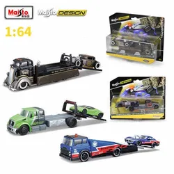 Maisto Design Tractor-Trailer Diecast Toy 1/64 Alloy Model Car Model Vehicle with Case Gifts For Kids Boys and Girls