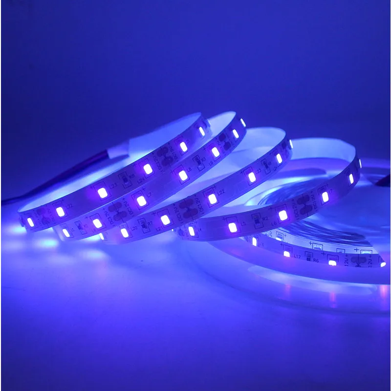 Fita LED UV Ultravioleta 12V 395-405nm Luz Negra 2835 5050 SMD 60 LEDs/m 120 LEDs/m Fita de Luz à Prova d'Água para Festas Fluorescentes e DJs