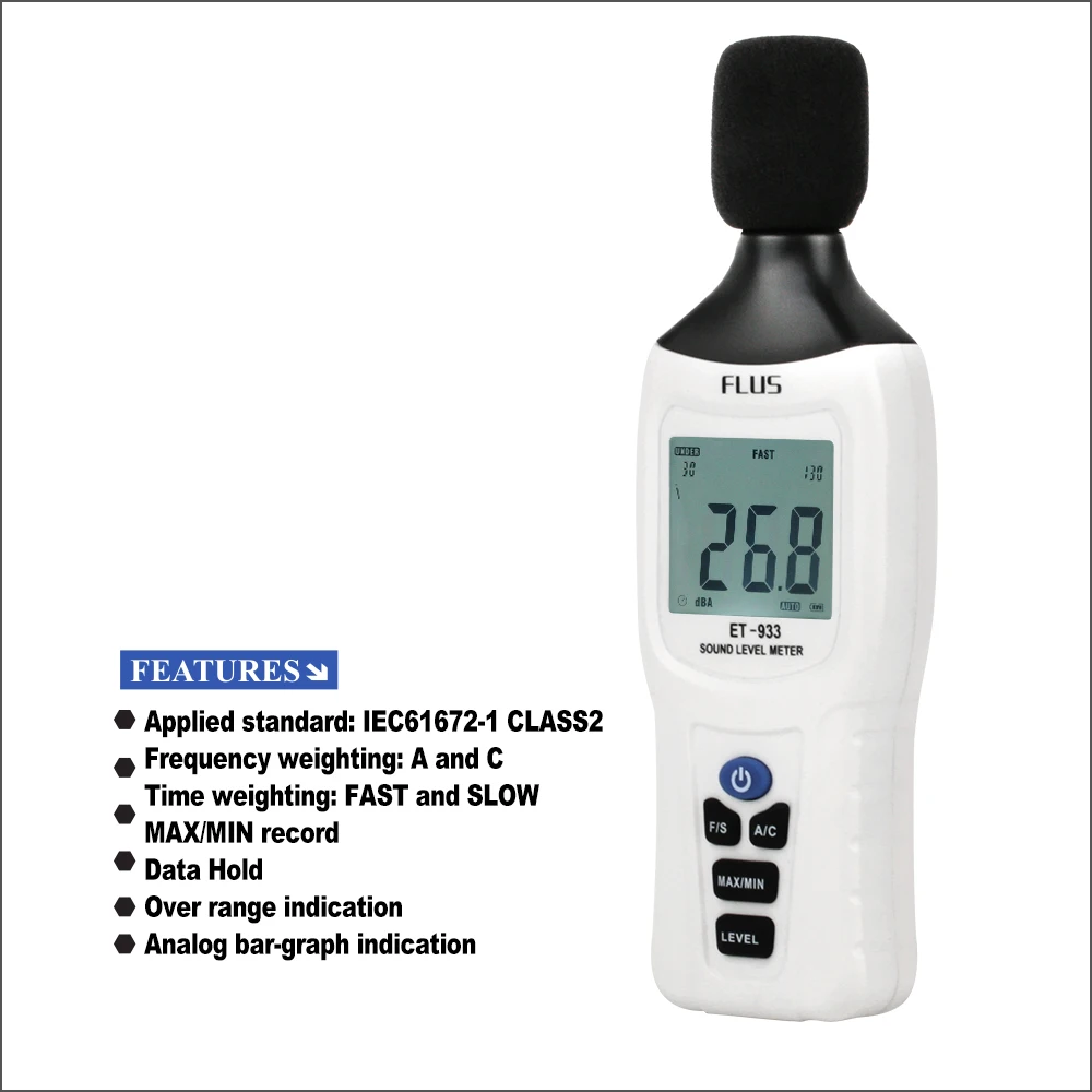 FLUS Sound Level Meters Digital Professional Sound Level Meter Sonometros Noise Audio Level Meter 30-130dB Decibels Meter