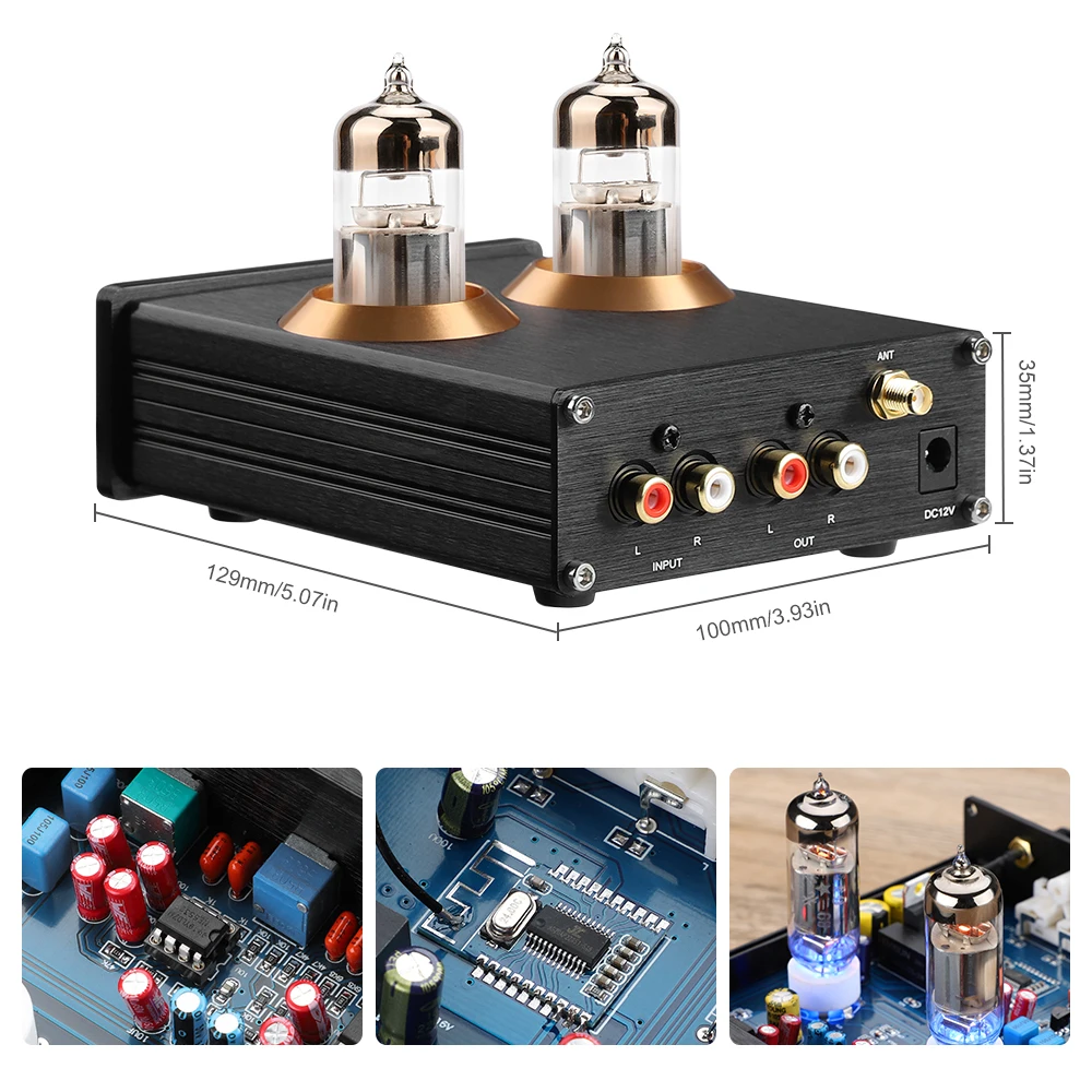 AIYIMA Stereo Buffer 6J5 (Upgrade 6J1) Bluetooth 4.2 5.0 Tube Preamplifier HiFi Amplifier Preamp With Treble Bass Tone Ajustment