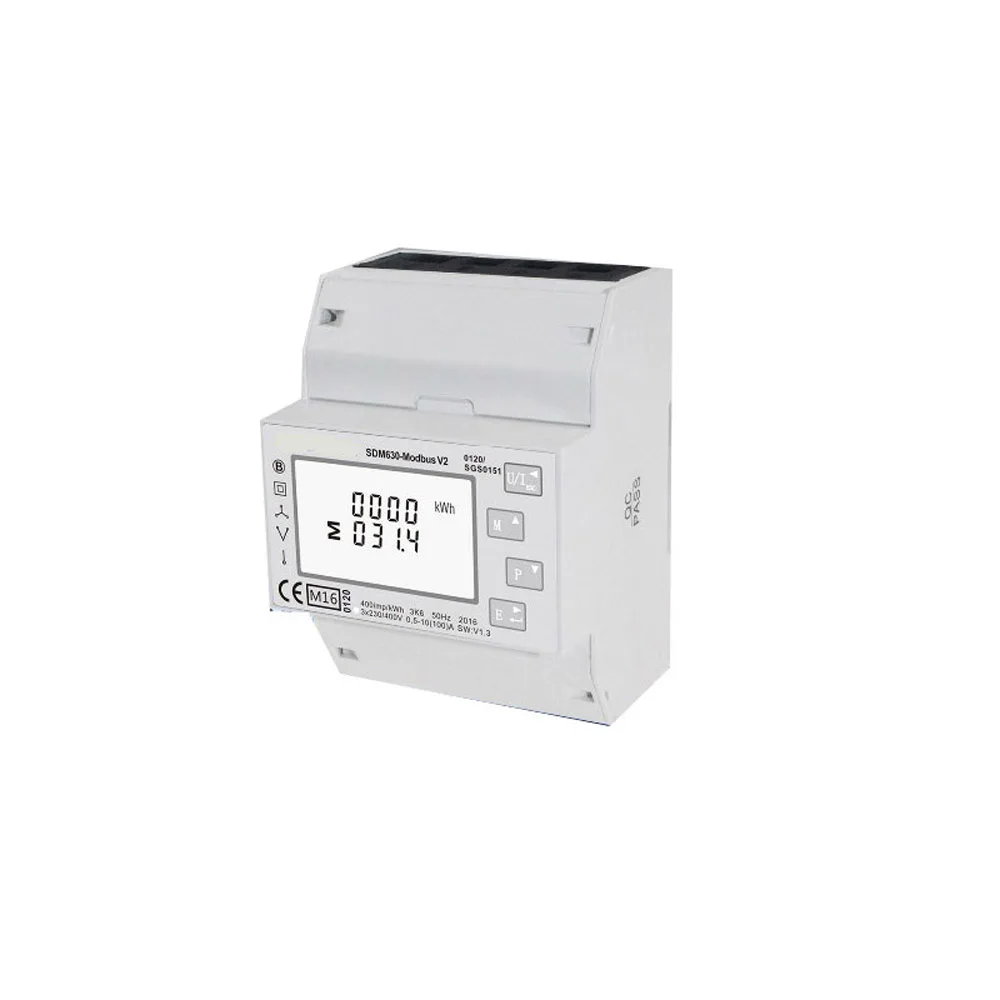 100A SDM630 Modbus RS485 Din Rail KWH Three Phase Energy Meter Solar PV Energy Meter RTU Digital Meter 100A SDM630 Modbus RS485